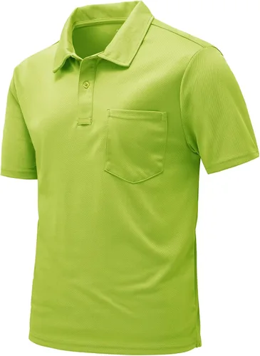 Vista 11 de Rdruko Camisas polo para hombre de manga corta, secado rápido, para golf y deportes al aire libre con bolsillo 01 Negro