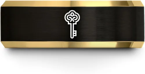 Vista 3 de Llavero Regalo para minimalista moderno Banda Aniversario de boda Hombres Mujeres Pulido cepillado Carburo de tungsteno Negro Amarillo Oro