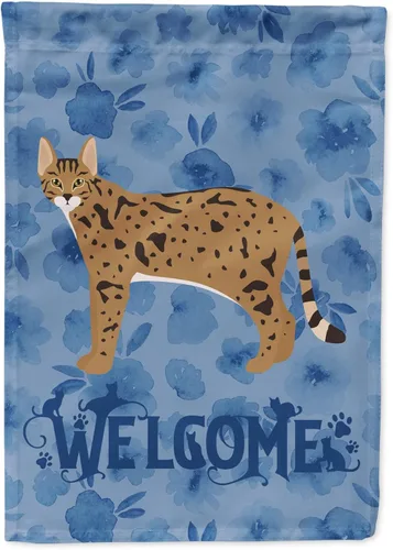 Vista 89 de Caroline's Treasures CK4813CHF - Bandera de bienvenida con gato abisinio azul, manga grande, para porche, para colgar en la pared, poliéster