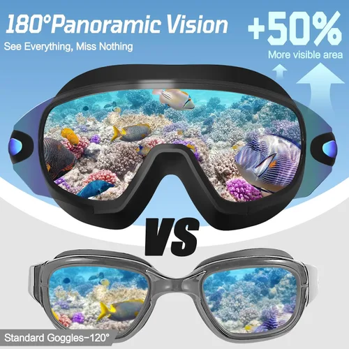 Vista 4 de Paquete de 2 gafas de natación para adultos, sin marco, antivaho con protección UV, gafas de natación con visión clara para hombres y mujeres