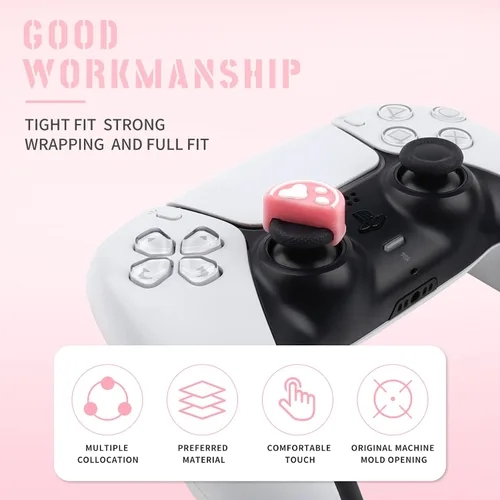 Vista 2 de 6 Pcs Cute Thumb Grip Button Cap Compatible with Playstation 5 (PS5), Playstation 4 (PS4), Xbox One, Xbox Series XS, Nintendo Switch Pro Controller