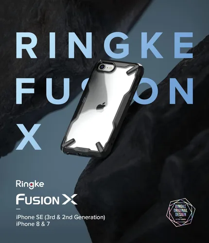 Vista 9 de Ringke Fusion-X - Funda compatible con iPhone SE 5G (3ª generación, 2022), parte trasera dura transparente, resistente, a prueba de golpes, funda