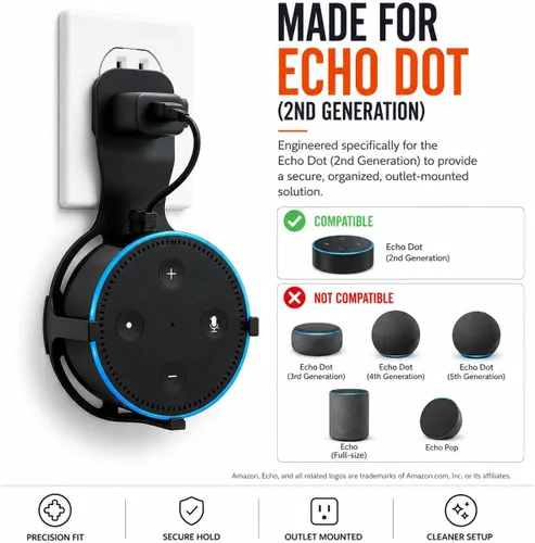 Vista 6 de Xtreme - Soporte de pared para el Echo Dot, soporte de toma de pared