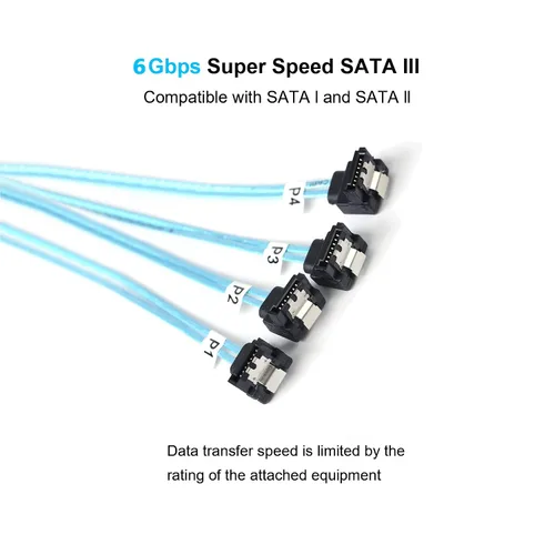 Vista 4 de ADCAUDX Cable SATA-III: 1.6 ft, 4 unidades/juego delgado de 90 grados SATA de ángulo recto SAS 6 Gbps datos en ángulo recto