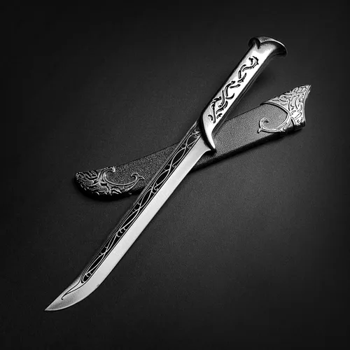 Vista 2 de Daga élfica medieval de fantasía de 11 pulgadas. Para colección, regalo o cosplay, personajes renacentistas A Fair (plata), plateado