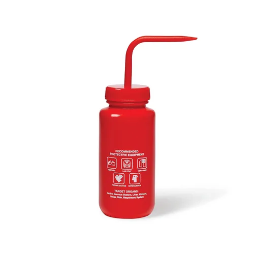 Vista 2 de United Scientific™ UniSafe™ - Botella de lavado químico ventilada de LDPE de boca ancha de grado de laboratorio, tolueno, 16.9 fl oz (16 onzas), 4