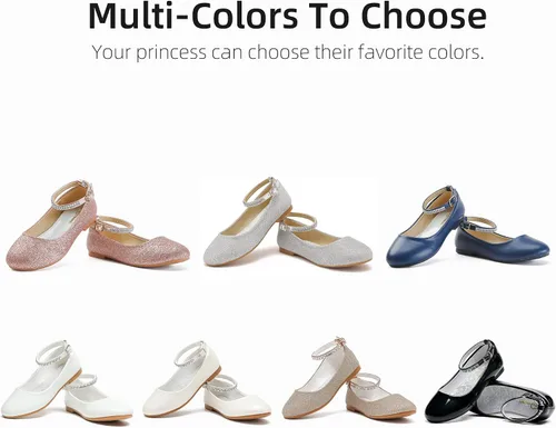 Vista 7 de Zapatos de vestir para niñas, zapatos planos para niñas pequeñas y grandes