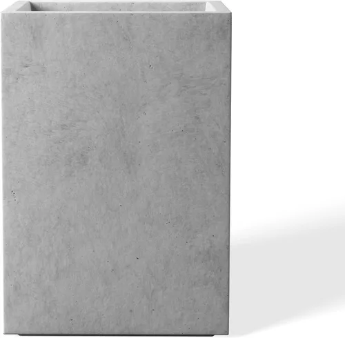 Vista 9 de Kante Macetas rectangulares de hormigón de 12.6 pulgadas de alto, macetas ligeras para interiores y exteriores con orificio de drenaje y tapón