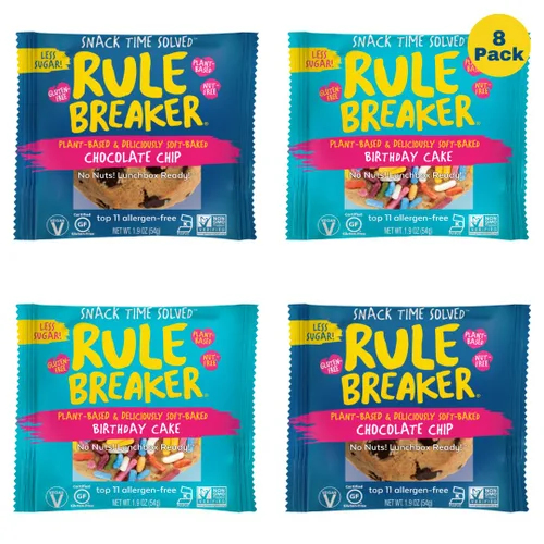 Vista 7 de Rule Breaker - Galletas veganas, sin gluten, sin nueces, hipoalergénicas, Kosher, envueltas individualmente, 1.9 oz, aperitivos