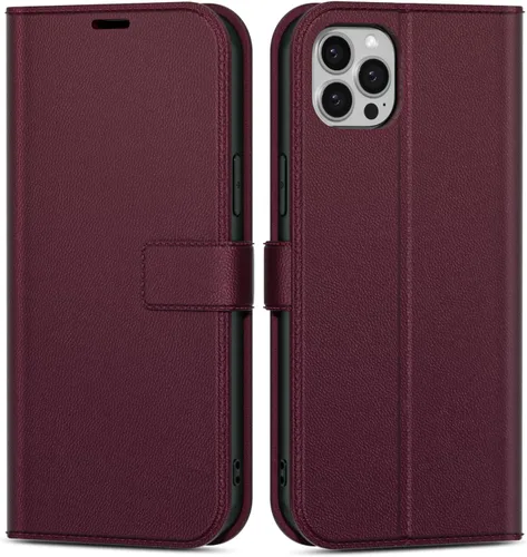Vista 109 de oakxco Funda tipo cartera para iPhone SE 2022/2020/8/7 con soporte para tarjeta de crédito, funda magnética RFID delgada tipo libro con tapa