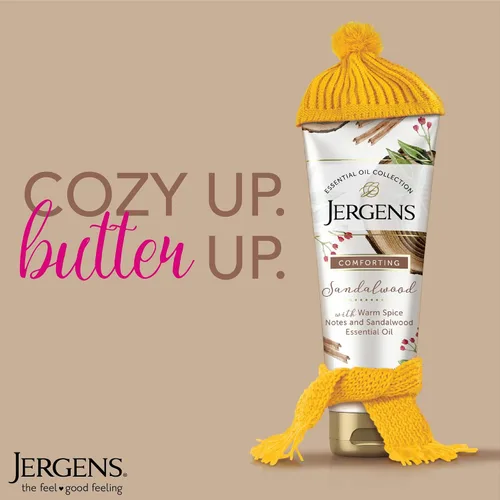 Vista 7 de Jergens Loción corporal reafirmante para piel seca a extra seca, crema para tensar la piel y loción de mantequilla corporal de sándalo, hidratante