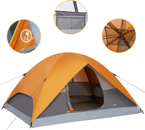 Vista 2 de Amazon Basics Tienda de Campaña, Diseño de Domo para 3 Estaciones con Sobretecho