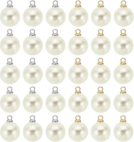 Vista 44 de PATIKIL Abalorio de perlas, 100 cuentas de perlas de imitación de perlas colgantes para bricolaje para hacer joyas, pulseras, aretes, collares Beige