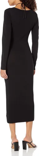 Vista 2 de The Drop Vestido midi Corbin de manga larga con detalle halter y corte para mujer