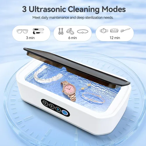 Vista 5 de Limpiador ultrasónico de joyería de 22.0 fl oz, máquina de limpieza ultrasónica de 49 KHz para joyas, anteojos, anillos, correa de reloj