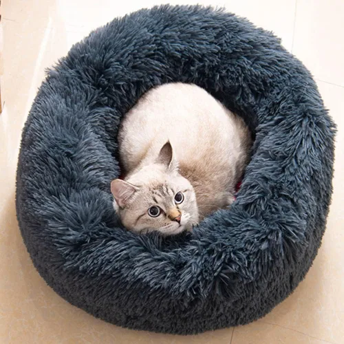 Vista 14 de Camas para gatos de interior – Cama para gatos lavable de 20/24 pulgadas, camas para perros pequeños y medianos, antiansiedad, cama redonda de felpa