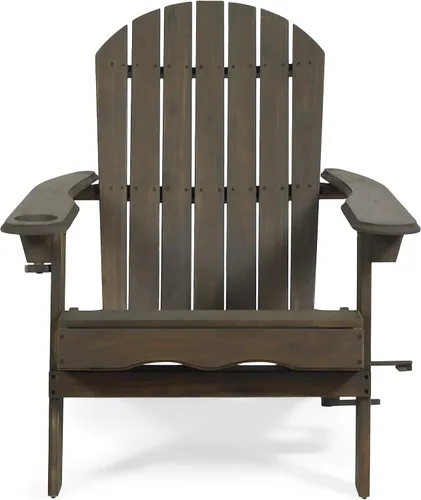 Vista 10 de Christopher Knight Home Christine - Silla plegable Adirondack de madera de acacia para exteriores, color gris oscuro