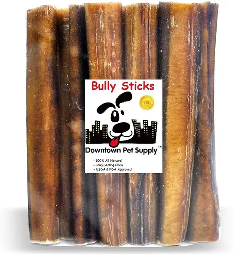 Vista 9 de Downtown Pet Supply Bully Sticks - Golosinas dentales y masticables para perro, tiras de carne natural premium de 6 y 12 pulgadas, extra gruesas