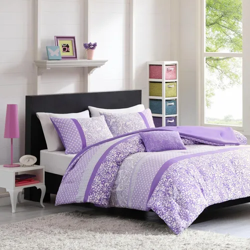Vista 13 de Intelligent Design - Juego de edredón para dormitorio divertido - Ropa de cama moderna para todas las estaciones con estampado de lunares, capa