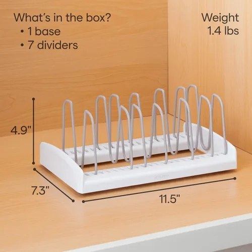 Vista 4 de YouCopia StoreMore Organizador ajustable para tapas de ollas, estándar, blanco