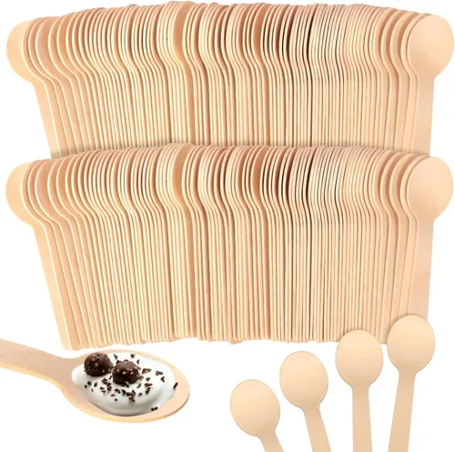 Vista 11 de Cucharas desechables mini de madera saboreadoras Cucharas de helado Cucharas de muestreo (150, 3.75 pulgadas)