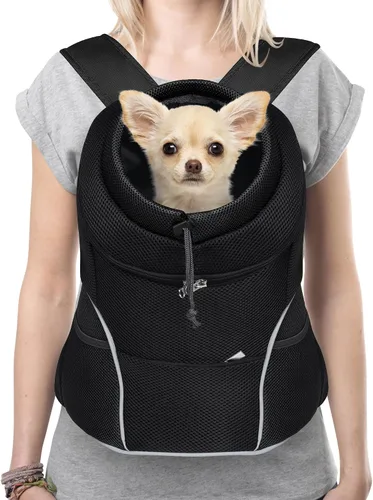 Vista 12 de YUDODO Mochila transportadora frontal para perro, ajustable y transpirable, transportadora para mascotas para perros pequeños, gatos, mochila