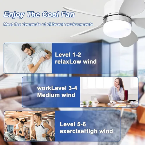 Vista 10 de Luz de ventilador de enchufe con control remoto, ventilador de techo Blanco