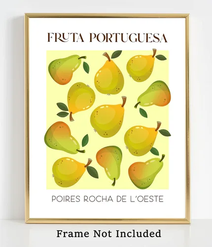 Vista 3 de WESTBROOK DESIGN STUDIO Impresión artística abstracta de frutas No.12 peras exposición. Decoración moderna de pared de cocina sin marco, 11 x 14