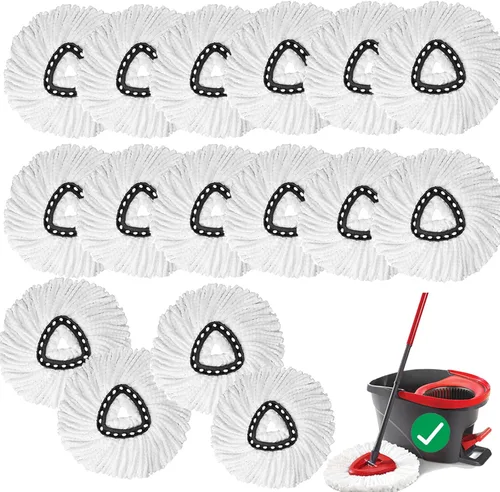 Vista 10 de 4 piezas de cabezal de repuesto para fregona giratoria, 100% cabezales de trapeador de microfibra compatibles con fregona giratoria triangular