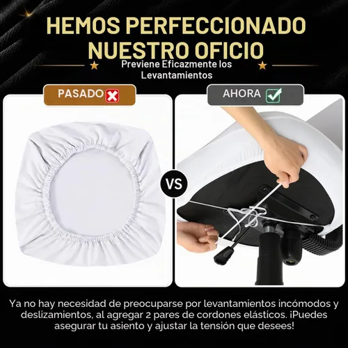 Vista 3 de Fundas elásticas resistentes al agua para sillas de computadora - Protectores lavables para respaldo giratorio y asiento para mascotas - Negro