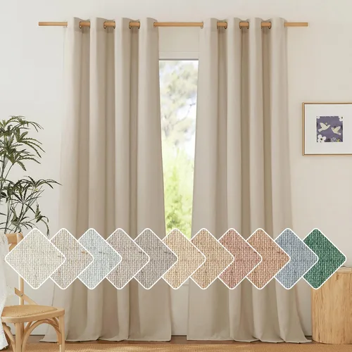 Vista 40 de NICETOWN - Cortinas de lino angora para ventana de cocina sobre el fregadero, con ojales, lino grueso angora, tratamientos cortos para ventanas