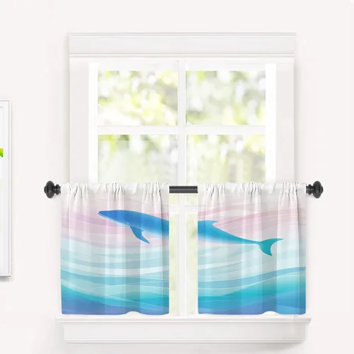 Vista 218 de Cortinas opacas de poliéster multicapa para cafetería, con diseño de diamantes, 2 unidades, 26 x 24 pulgadas