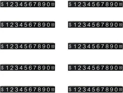 Vista 2 de Cubo de número de etiqueta de precio, 10 juegos ajustables, soporte de mostrador de letras y dólares (blanco, S)