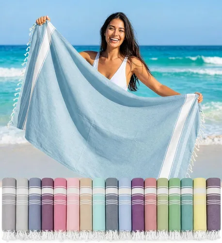 Vista 86 de LANE LINEN - Paquete de 4 toallas de playa de gran tamaño, toalla de piscina prelavada, extragrande, de secado rápido y sin arena, toalla de viaje
