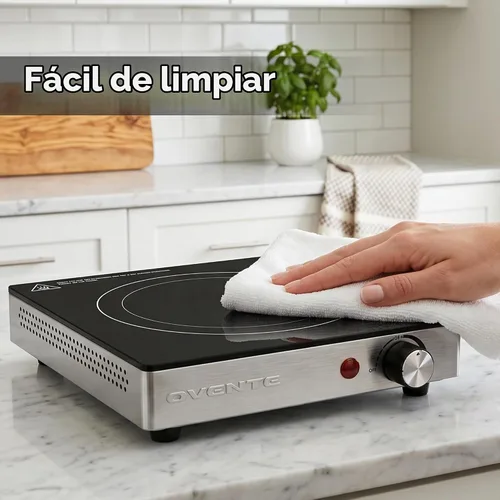 Vista 7 de OVENTE Solo quemador de cerámica infrarrojo, placa caliente 1200W, negro BGI301GB - Negro