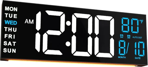 Vista 12 de JALL Reloj de pared grande de 16" digital con montaje en pared, temporizador de cuenta regresiva, alarma, LED grande, color RGB, horario de verano