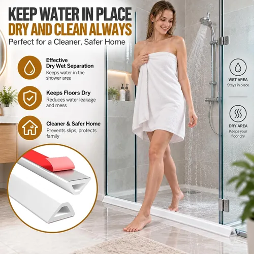Vista 3 de Presa de agua plegable de 39 pulgadas, diseño de triángulo hueco, tira de sellado impermeable autoadhesiva para duchas, bañeras, fregaderos de Blanco