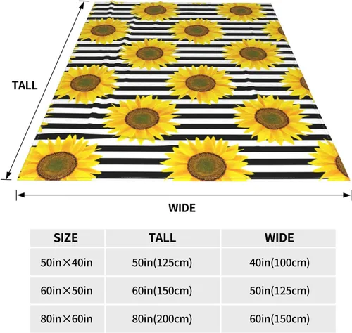 Vista 5 de Manta de girasol, suave, cálida, ligera, acogedora manta de felpa para cama, sofá, oficina, decoración de regalos para niños y mujeres, 80 x 60