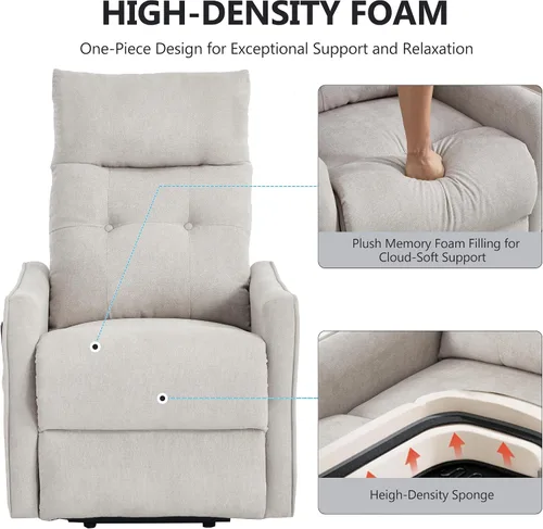 Vista 8 de Silla reclinable eléctrica con elevación Trustyue con calor y masaje, sillas elevadoras para asistencia al estar de pie, silla pequeña con elevación