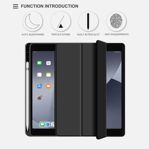 Vista 3 de Aoub Funda para iPad de 9ª/8ª/7ª generación de 10.2 pulgadas, apagado automático/activación delgada, ligera, triple soporte, funda trasera de TPU