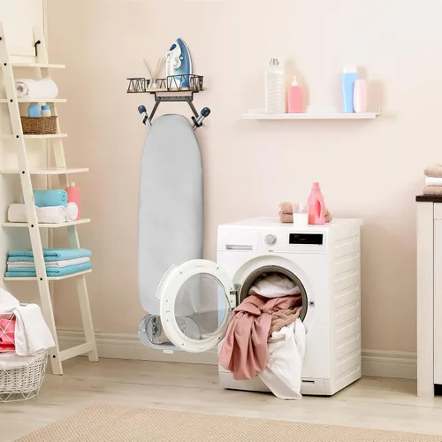 Vista 4 de TJ.MOREE Soporte de Pared para Tabla de Planchar – Colgador de Plancha y Tabla de Planchar para Cuarto de Lavado, Decoración del Cuarto de Lavado