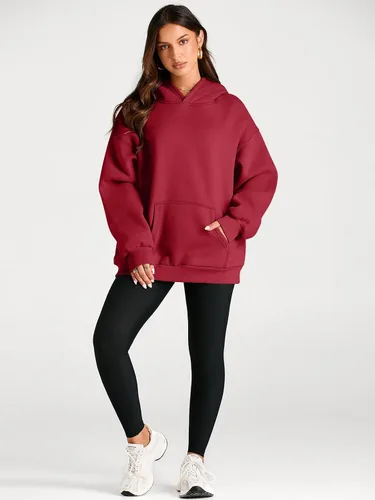 Vista 11 de Trendy Queen - Sudaderas extragrandes con capucha para mujer, suéteres de manga larga, sin botones, de vellón, de otoño, ropa de invierno