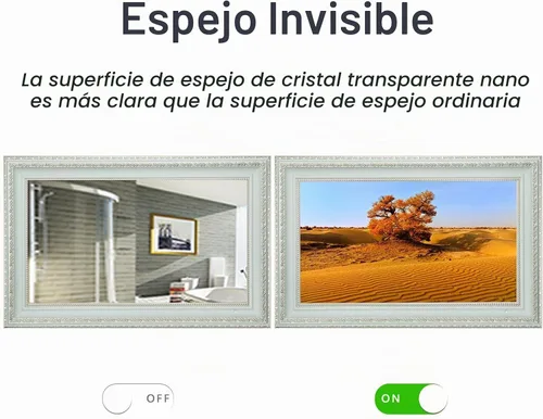 Vista 4 de Soulaca 22" webOS Smart Mirror TV con decoración de marco blanco Galería inteligente