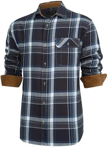 Vista 4 de Camisa casual de franela de manga larga con botones para hombre