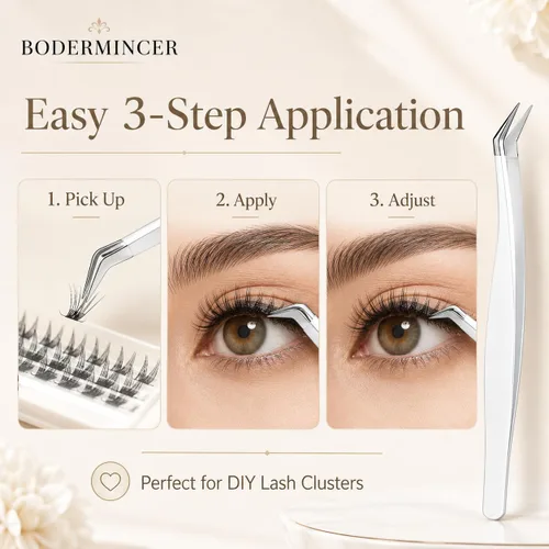 Vista 6 de Bodermincer 4 piezas Pinzas de Clúster de Pestañas para Injerto de Extensiones de Pestañas Postizas (4 piezas de Pinzas)