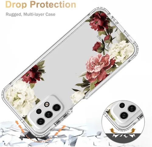 Vista 7 de Funda para Galaxy A23, Samsung A23 SM-A235M con protector de pantalla de vidrio templado, funda protectora de cuerpo completo con bonito