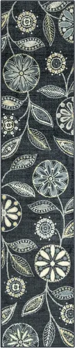 Vista 31 de Maples Rugs Reggie - Alfombra bohemia con estampado floral, 1 pies 8 Gris oscuro