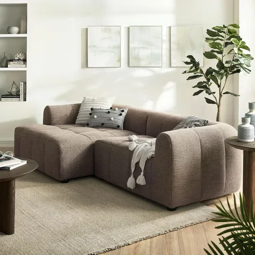 Vista 9 de Modway Liana Sofá modular orientado hacia la izquierda con chaise in Linen – Moderno sofá modular – Sofá modular moderno – Tumbona tapizada de tela