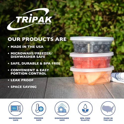Vista 5 de TRiPAK TD40008 Contenedor de plástico con tapa, 8 oz. (Paquete de 240)