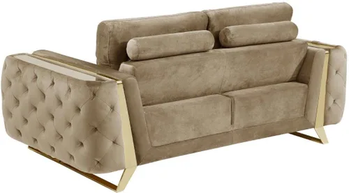Vista 10 de Blackjack Furniture Lucca Collection - Sofás de terciopelo para sala de estar con marco de madera brasileña tapizado y patas de acero inoxidable, 2